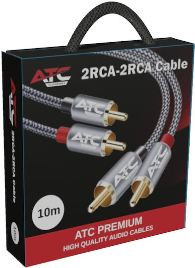 ATC Кабел 2x RCA мъжки - 2x RCA мъжки 10м 02.008.0143