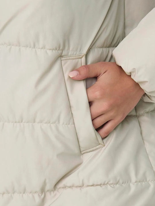 Women's Long Puffer Jacket for Winter with Hood Pumice Stone