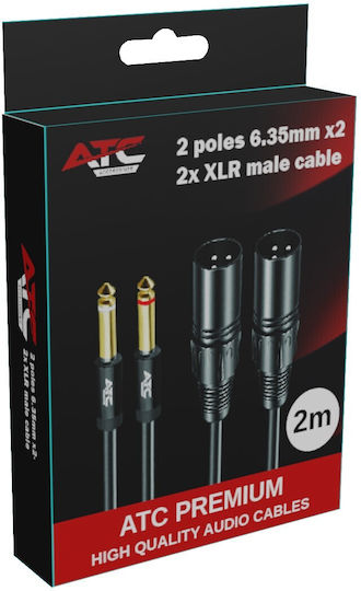 ATC Cable 2 x XLR Male - 2 x 6.3mm Male Gold 2m 02.008.0138