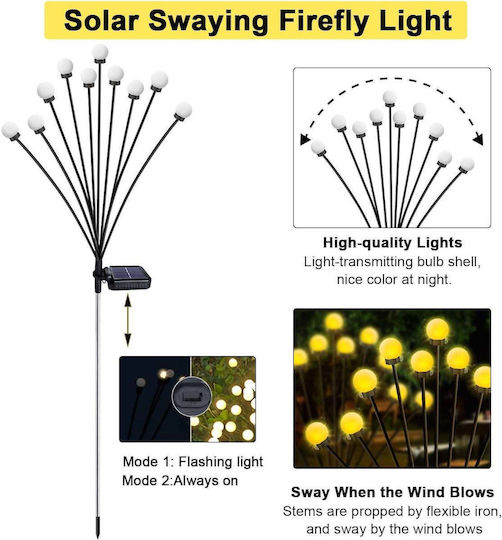 Solar-Gartenlampe 8 LED Glühwürmchen-Effekt IP44 3000K Warmweißes Licht