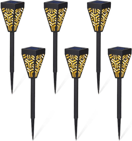 Set de 6 Lămpi Solare Decorative pentru Grădină 2 în 1 Suspendate sau Îngropate, Lumină Alb Cald Negru