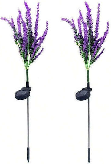 Set de 2 lămpi solare cu lavandă, înălțime 70cm, senzor de lumină IP65, violet