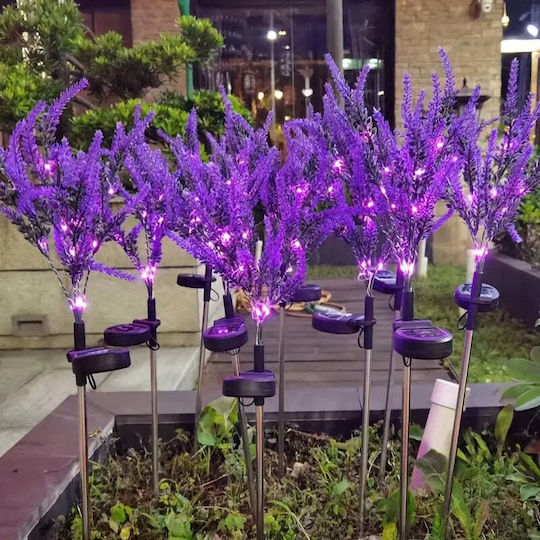 Set de 2 lămpi solare cu lavandă, înălțime 70cm, senzor de lumină IP65, violet