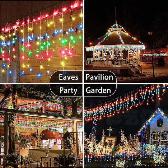 Instalație de Lumină Solară Alb Cald-rece Multicolor 320 Leds Telecomandă 12m