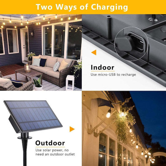 Ghirlande Luminoase Solare 25m/30m 25/30 Becuri Alb Cald Telecomandă