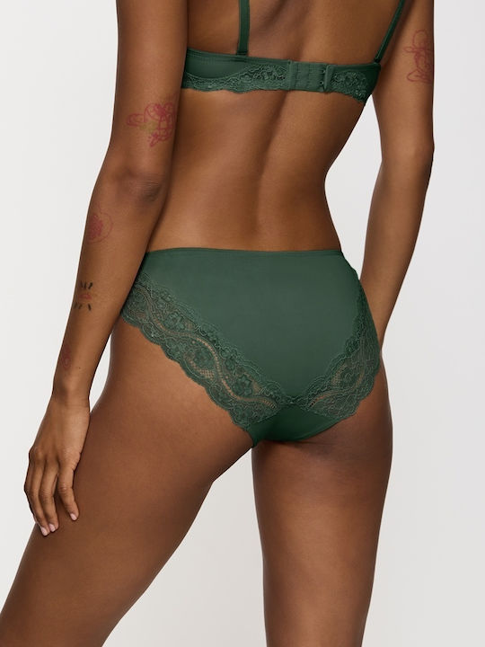 Triumph Lovely Micro Tai Cotton High-waisted Women's Slip with Lace Green