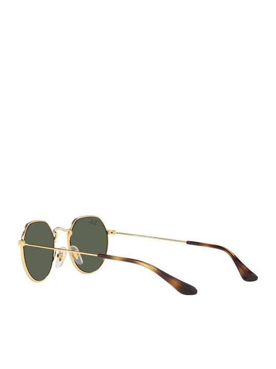 Ray Ban Jack Унисекс Слънчеви Очила с Златен Метален Рамка и Зелени Стъкла