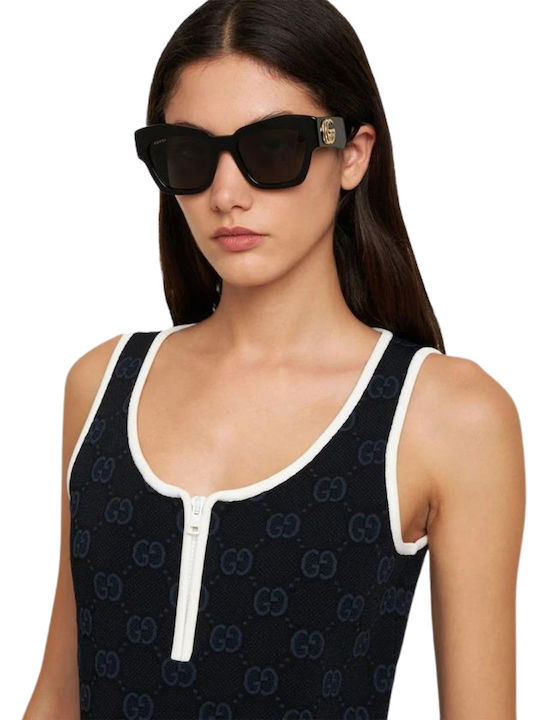 Gucci Unisex Sunglasses With Black Horn-Rimmed Frame And Grey Lens GG1422S 001