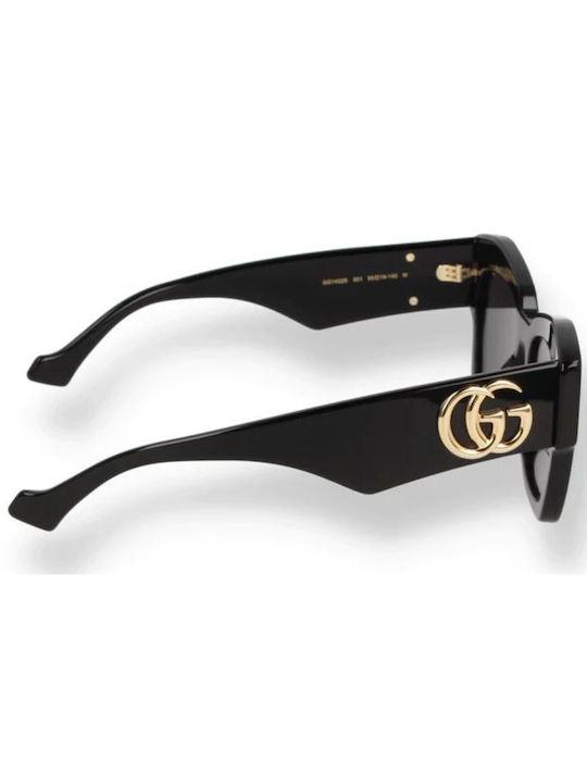 Gucci Unisex Sunglasses With Black Horn-Rimmed Frame And Grey Lens GG1422S 001