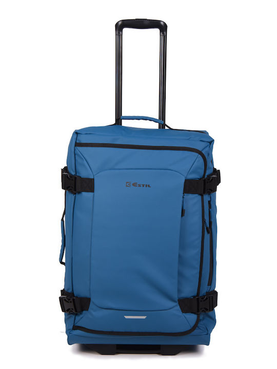 Estil Medium Fabric Blue Suitcase With 2 Wheels Height 63cm