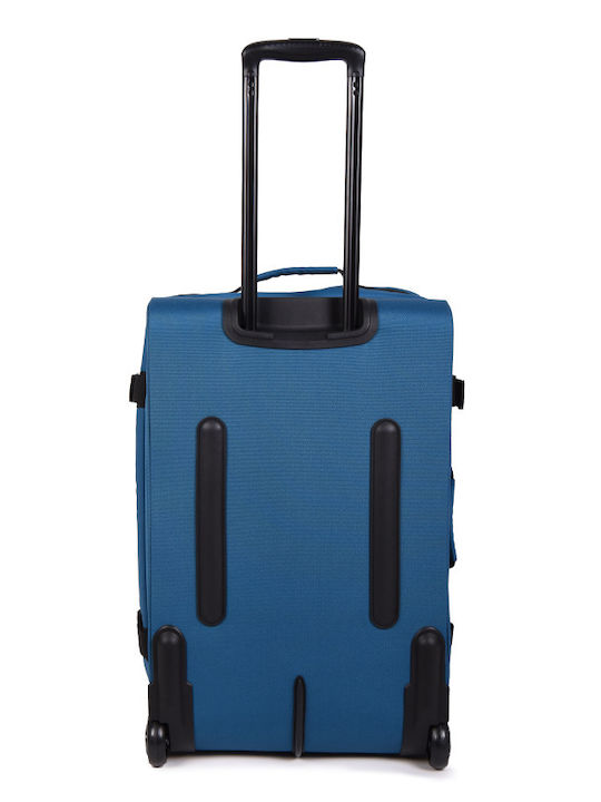 Estil Medium Fabric Blue Suitcase With 2 Wheels Height 63cm