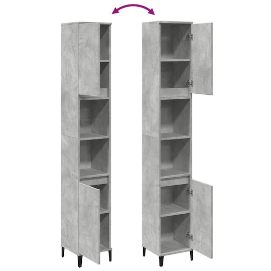 vidaXL Badezimmersäule Wandhängeschrank H30xB30xH190cm Gray