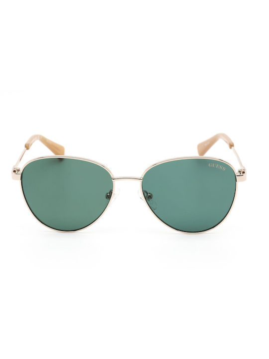 Guess Sunglasses with Gold Metal Frame and Green Lens GU8257 32N