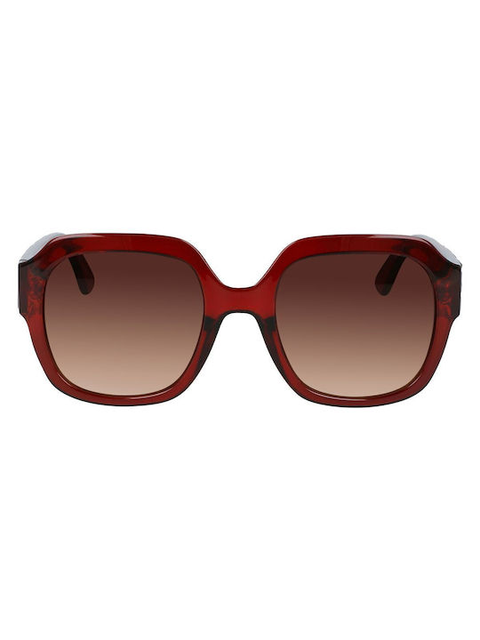 Longchamp Women's Sunglasses with Red Plastic Frame and Brown Gradient Lens LO690S 602