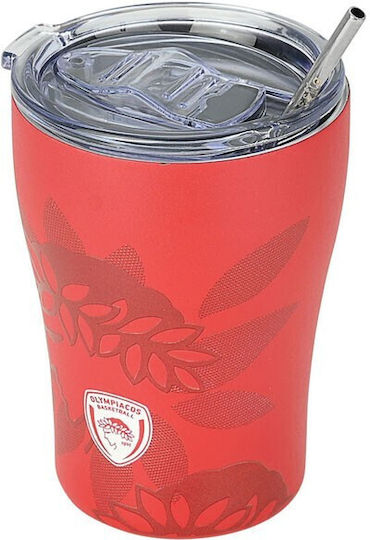 Estia Travel Mug Save The Aegean Glass Thermos Stainless Steel BPA Free 350ml Olympiakos BC with Straw