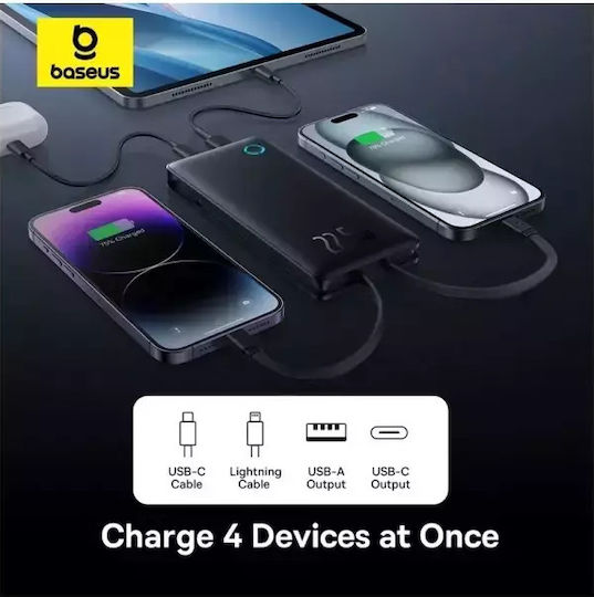 Baseus Airpow Air Lite Power Bank 10000mAh 22.5W με Θύρα USB-A και Θύρα USB-C Μαύρο