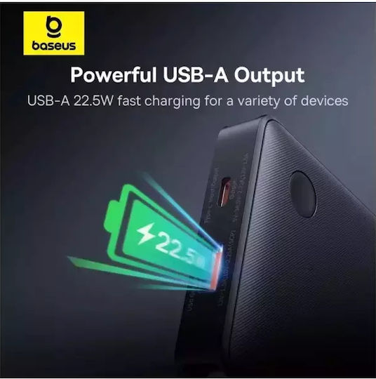 Baseus Airpow Air Lite Power Bank 10000mAh 22.5W με Θύρα USB-A και Θύρα USB-C Μαύρο
