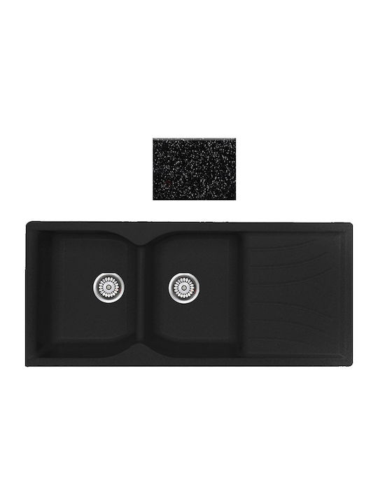 Sanitec Classic Undermount Sink Synthetic Granite W115xD50cm Granite Black