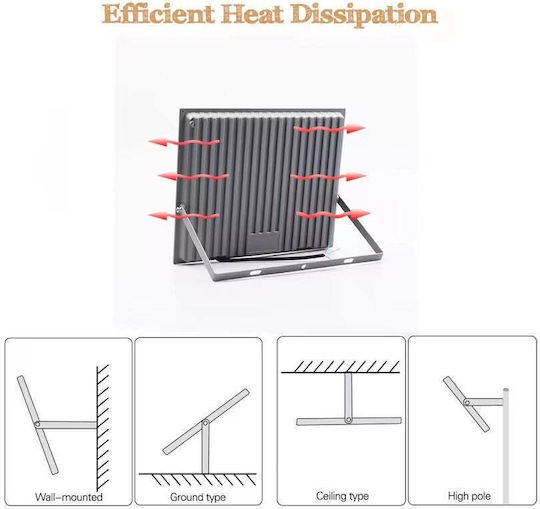 Proiector LED 200W 20000lm pentru Utilizare în Exterior sau Interior IP66 Sticlă Mată Anti-Orbire