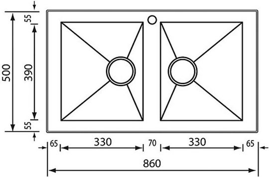 Sanitec Punto Quadra Ένθετος Νεροχύτης Inox Σατινέ Μ86xΠ50cm Ασημί