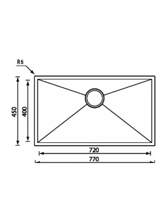 Sanitec Filo Quadra Ένθετος Νεροχύτης Inox Σατινέ Μ77xΠ45cm Ασημί