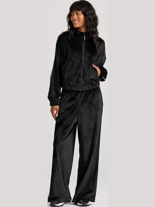 Sweatpants Flared Velvet Black