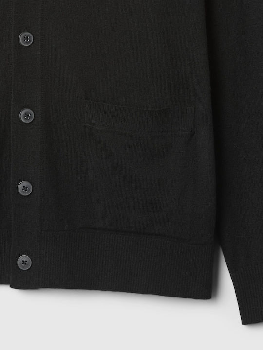 Men's Knitted Cardigan with Buttons Black