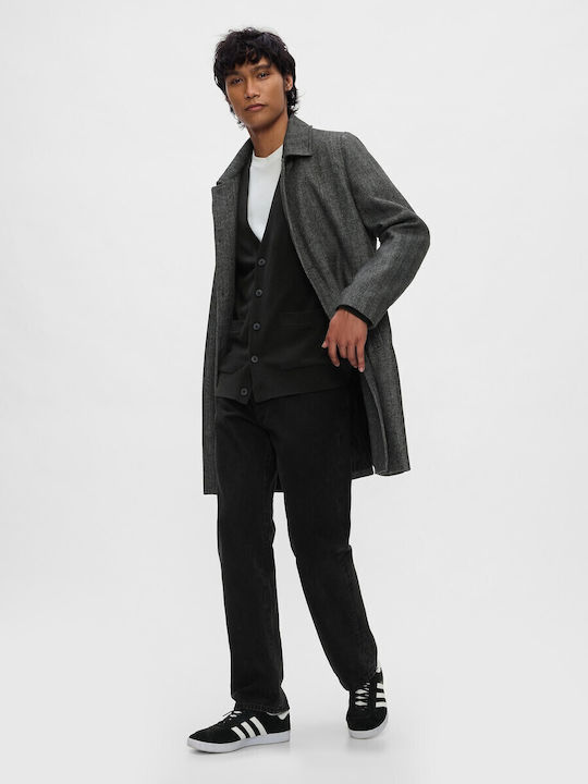 Men's Knitted Cardigan with Buttons Black