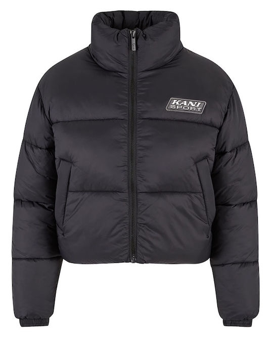 Κοντό Γυναικείο Puffer Μπουφάν για Χειμώνα Black