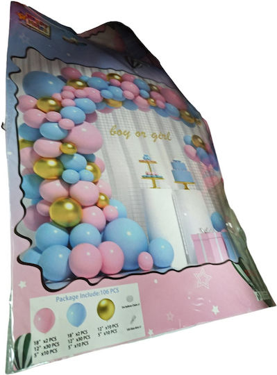 Composition with 106 Balloons Latex Gender Reveal