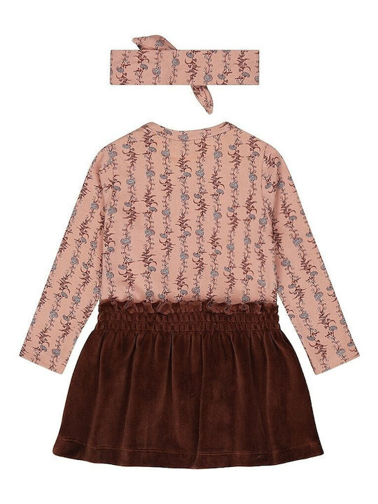 Dirkje Children's Dress Soft Pink, Brown, Ecru