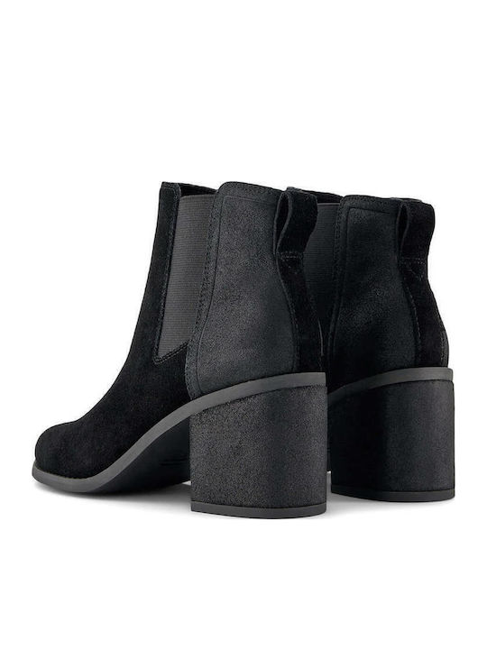 Evelyn Chelsey Leather Women's Chelsea Boots with Medium Heel Black