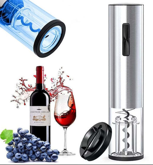 Set Tirbușon Electric Cu Tăietor Încărcător USB Argintiu