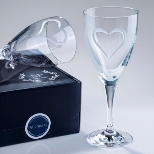 SP Tableware Winetasting Love Σετ Ποτήρια για Λευκό και Κόκκινο Κρασί από Κρύσταλλο Κολωνάτα 330ml 2τμχ