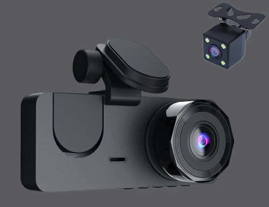 Cameră auto triplă DVR Full-HD ecran IPS 2.35" 170° WDR senzor de mișcare G-Sensor negru