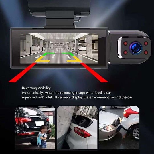 Cameră auto dublă DVR 3.16" Full HD 1080p G-Sensor IR 170° Argintiu