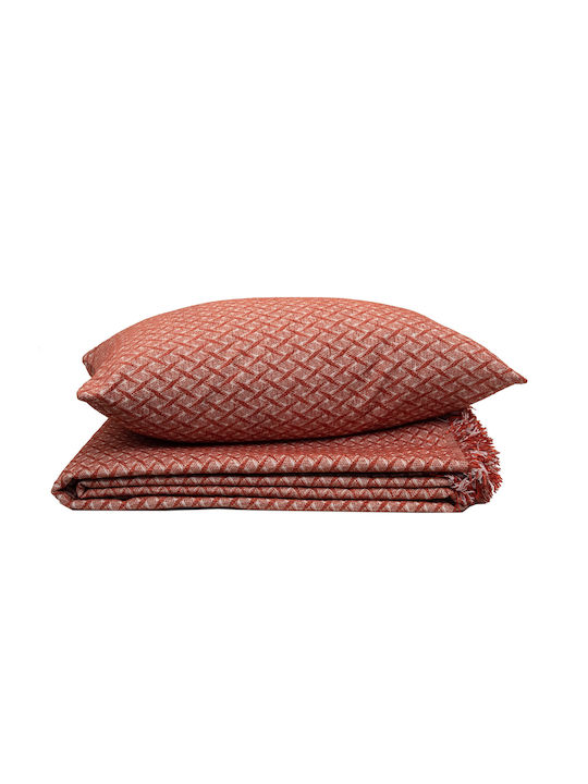Viopros Four-Seater Sofa Throw Chenille 180x320cm Terra Cotta
