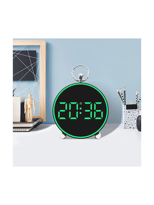 Ceas de Masă și Perete Digital cu Alarmă, Funcție Snooze, Lumină LED, Mod Noapte, Control Vocal, USB