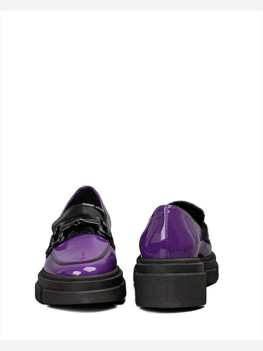 Δερμάτινα Γυναικεία Loafers σε Μωβ Χρώμα