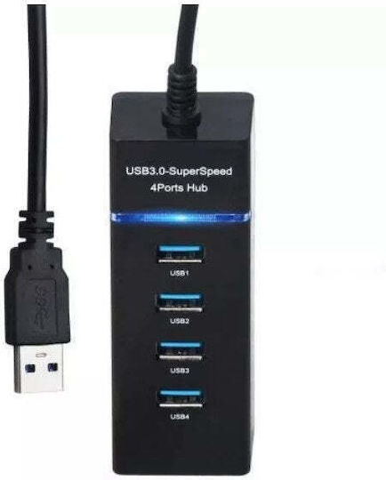 Distribuitor USB 4 Porturi USB 3.0 Ultra Subțire Încărcare sau Transfer de Date 5Gbps Negru