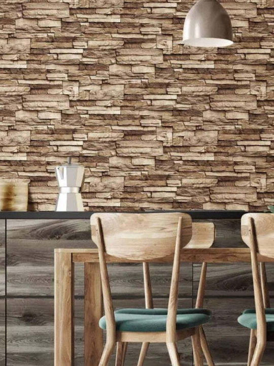 Set de 5 X Tapet Decorativ Autocolant Spumă Moale Lavabil Adeziv Puternic Ușor de Instalare 30x60cm Design Piatră Maro 007