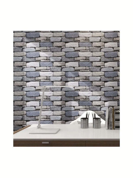 Set de 5 X Tapet Decorativ Autocolant Spumă Moale Lavabil Adeziv Puternic Instalare Ușoară 30x60cm Design Piatră Gri