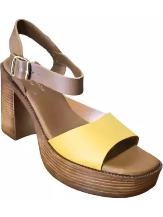Laura Ferragni K35-011 Δέρμα Ταμπά Κίτρινο Laura Ferragni K35-011 Δέρμα Ταμπά Κίτρινο