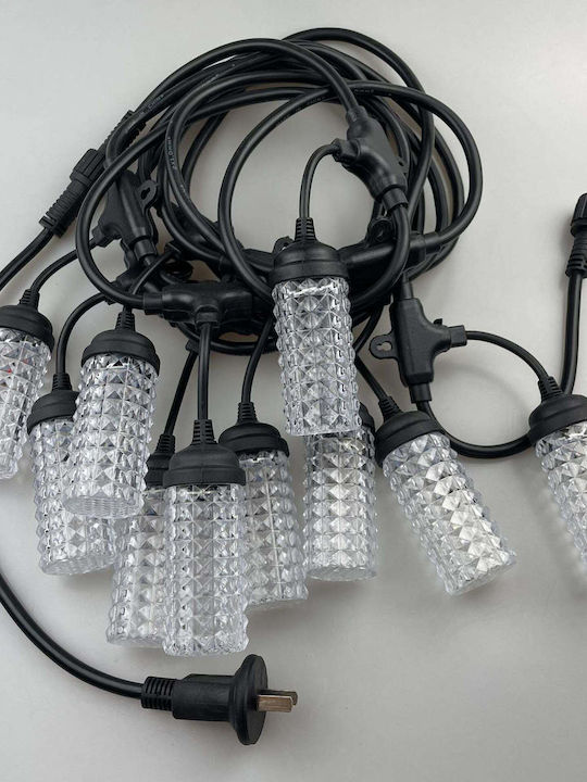 Ghirlandă de iluminat exterior 10 becuri LED IP44 lumină alb cald lungime 10m Ghirlandă de iluminat exterior 10 becuri LED IP44 lumină alb cald lungime 10m