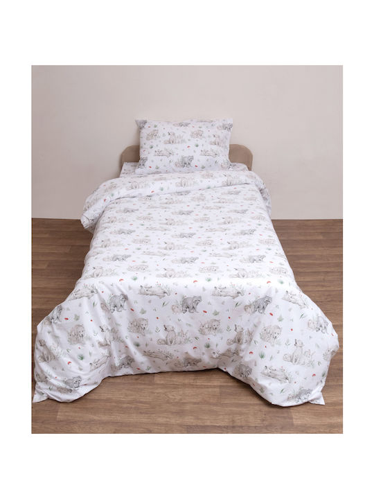 Viopros Kids Duvet Set Double Sided Semi Double with Pillowcase White 180x240cm