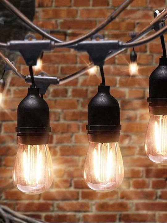 Ghirlandă Luminoasă cu Pandantive LED Interconectabile 10m/20m 20 Becuri Soclu E27 Lumină Alb Caldă