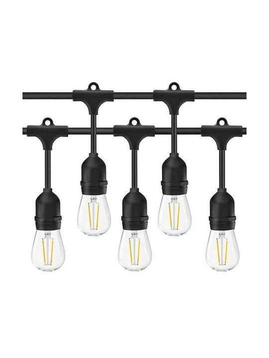 Ghirlandă Luminoasă cu Pandantive LED Interconectabile 10m/20m 20 Becuri Soclu E27 Lumină Alb Caldă