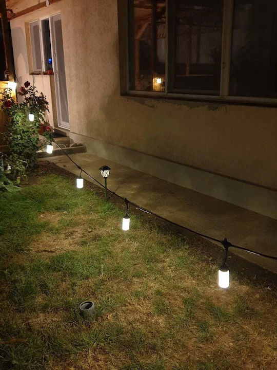 Ghirlandă de iluminat exterior 10 becuri LED IP44 lumină alb cald lungime 10m