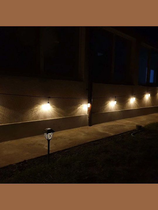 Ghirlandă de iluminat exterior 10 becuri LED IP44 lumină alb cald lungime 10m