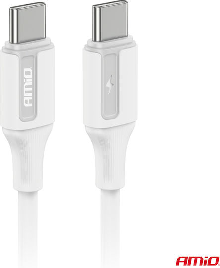 AMiO USB 2.0 Cable USB-C male - USB-C 60W Λευκό 1m 03920